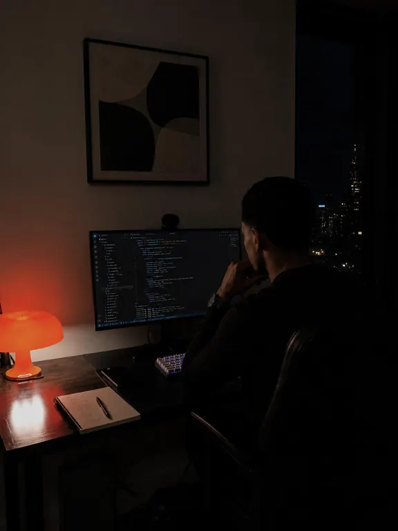 John Calvin Tyler at his workstation